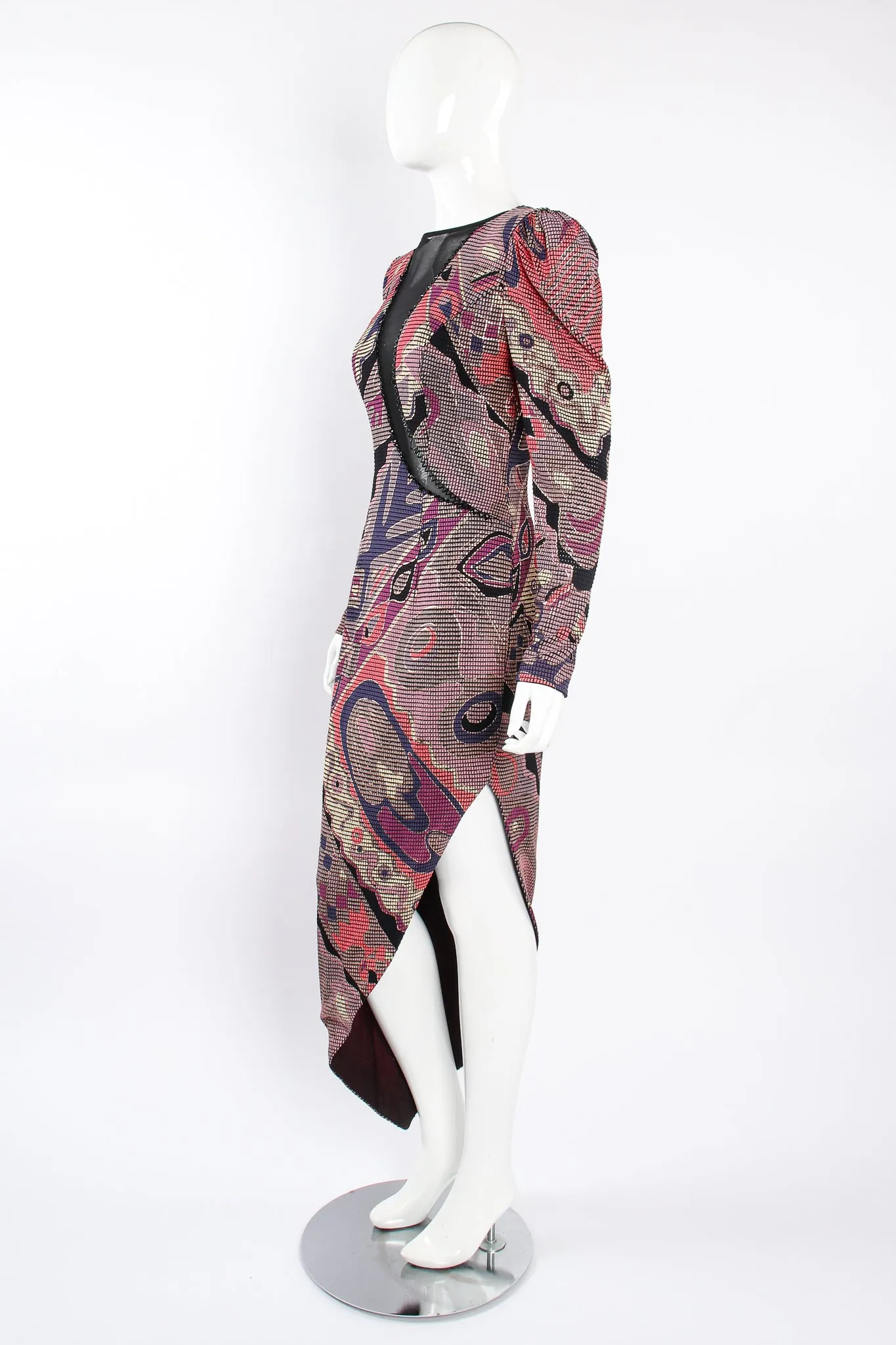 Asymmetrical Mosaic Mesh Cutout Dress