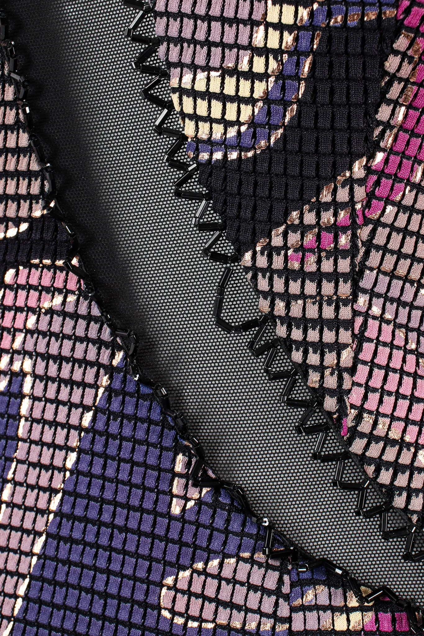 Asymmetrical Mosaic Mesh Cutout Dress