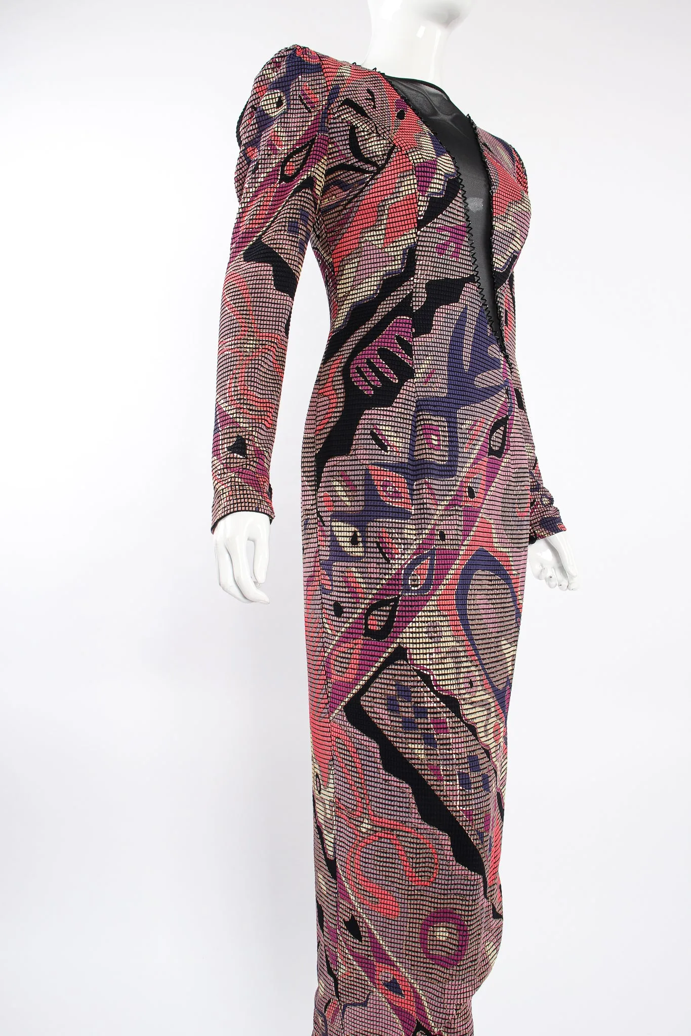 Asymmetrical Mosaic Mesh Cutout Dress