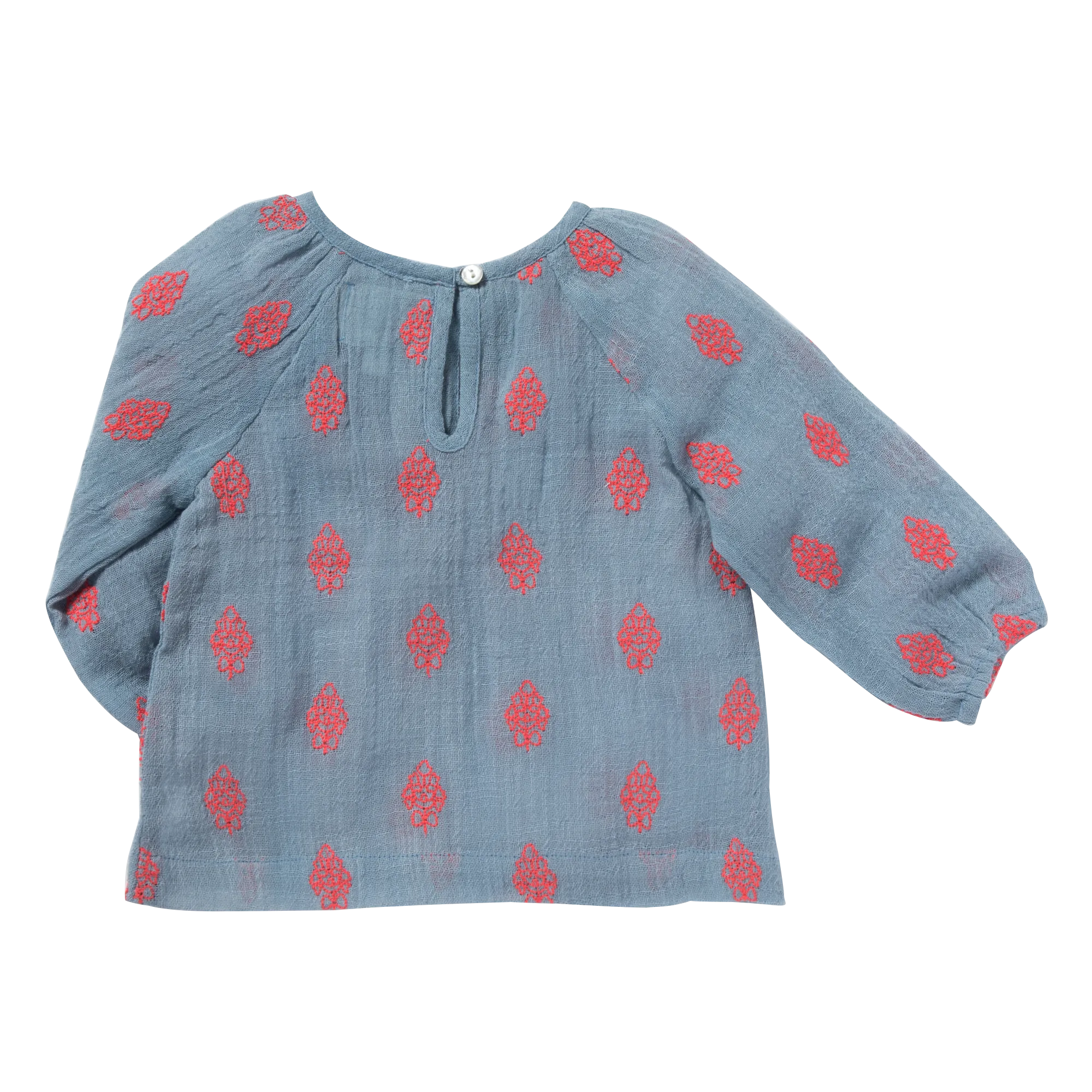 Baby Girl Pompom Blue Flowers Blouse