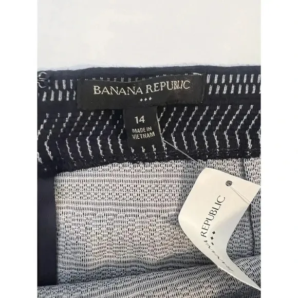 Banana Republic Pencil Skirt Midi Blue Ruffle Flare Womens 14 Tribal Print NWT