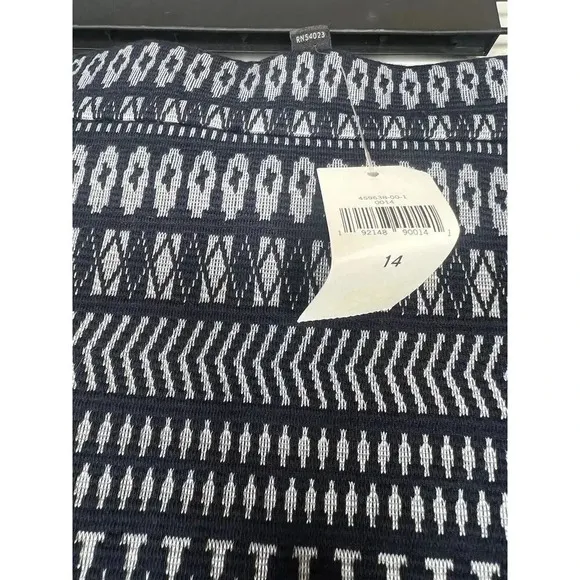 Banana Republic Pencil Skirt Midi Blue Ruffle Flare Womens 14 Tribal Print NWT