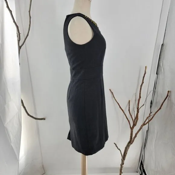 Banana republic bejeweled neckline wool blend sheath dress