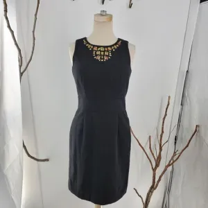 Banana republic bejeweled neckline wool blend sheath dress