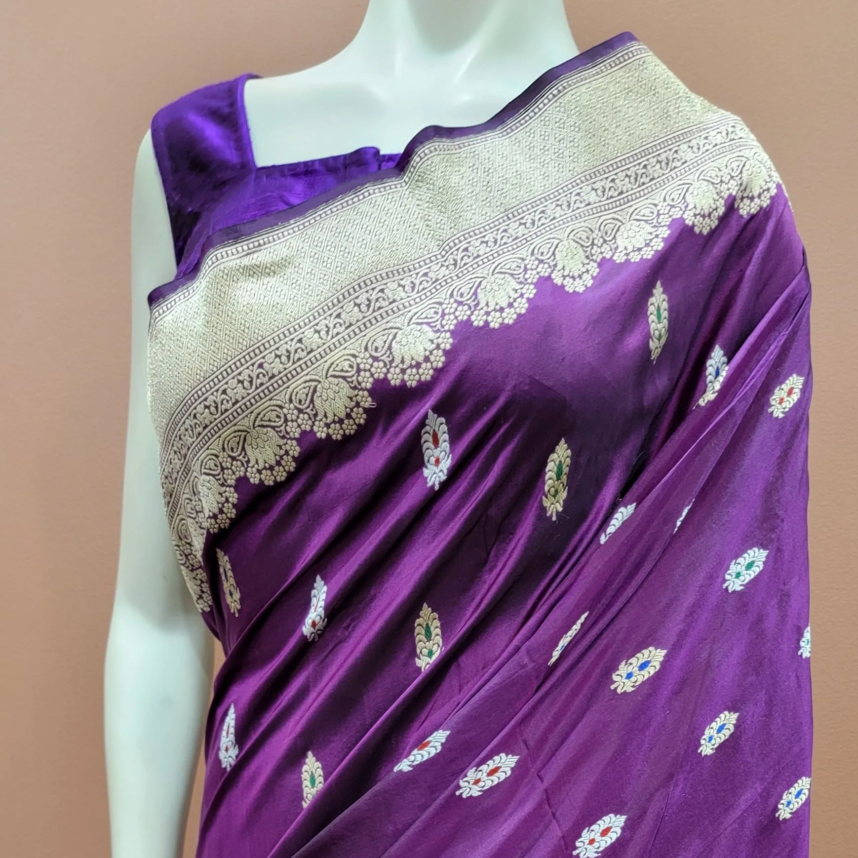 Banaras Katan Minakari Saree w/ Custom Blouse