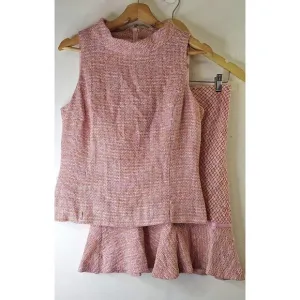 BANDOLINO Tweed Skirt Set Sz 4 w/Belt Clueless Mean Girl Pink Preppy Academia