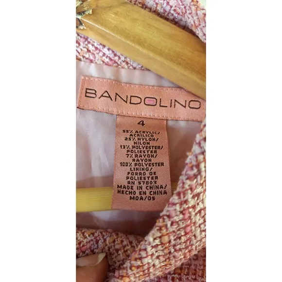 BANDOLINO Tweed Skirt Set Sz 4 w/Belt Clueless Mean Girl Pink Preppy Academia