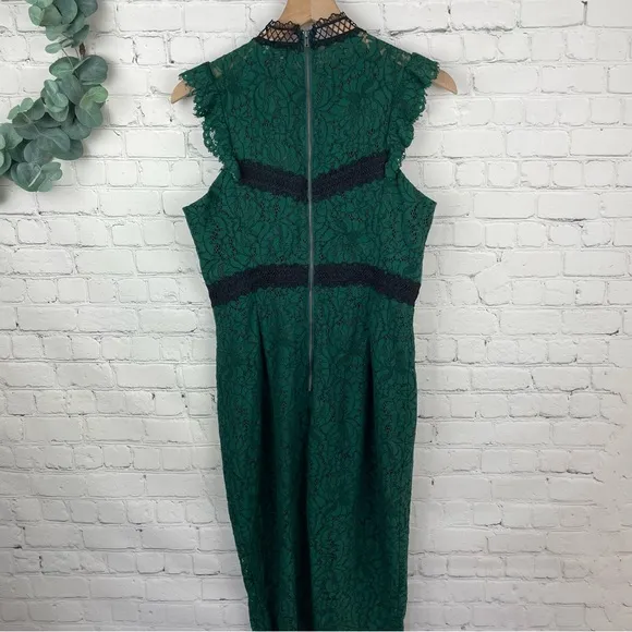 BARDOT Latoya Hunt Green Lace Sheath Midi Dress size US 8/M