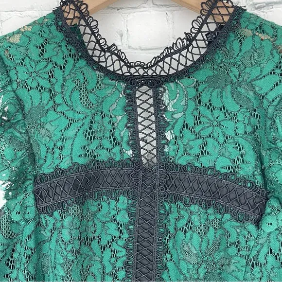 BARDOT Latoya Hunt Green Lace Sheath Midi Dress size US 8/M