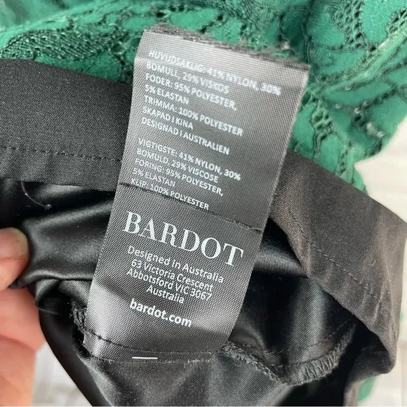 BARDOT Latoya Hunt Green Lace Sheath Midi Dress size US 8/M