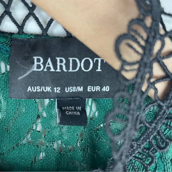 BARDOT Latoya Hunt Green Lace Sheath Midi Dress size US 8/M