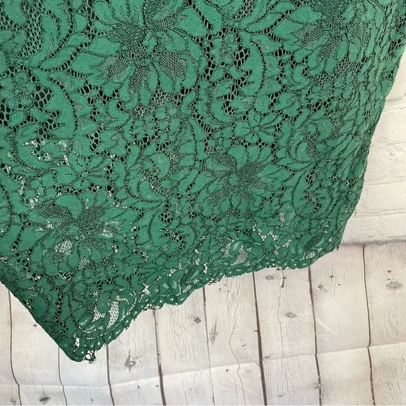 BARDOT Latoya Hunt Green Lace Sheath Midi Dress size US 8/M