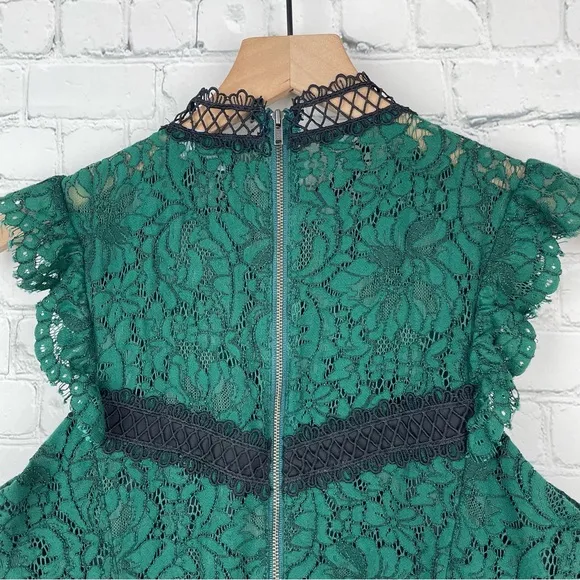 BARDOT Latoya Hunt Green Lace Sheath Midi Dress size US 8/M