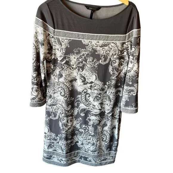 Bcbgmaxazria Gray Ombre Floral Paisley Long Sleeved Sheath Dress - Women | Color