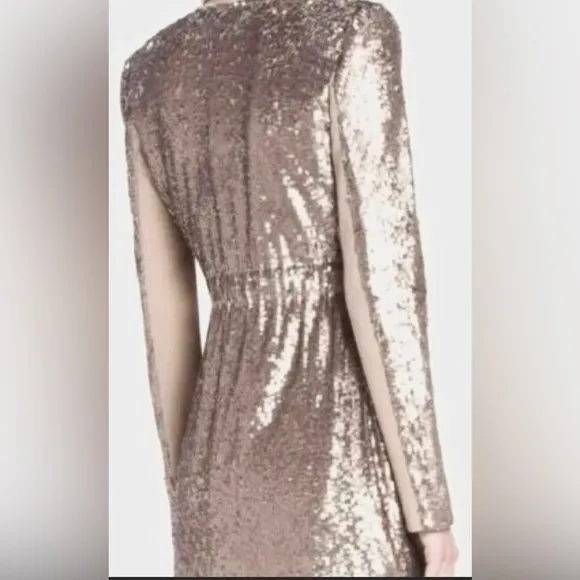 BCBGMaxazria Haden sequin long blazer in bare pink color Size Medium