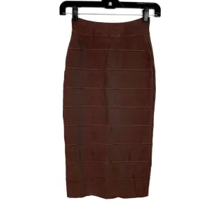 BCBGMaxazria Lager Bodycon Skirt Size XS Grey Dusk Brown Bandage Pencil Knee