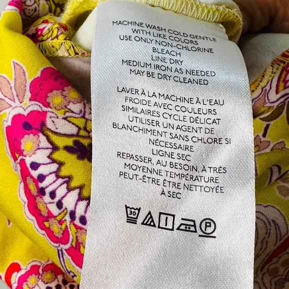 Beautiful Yellow Floral &amp; Paisley Print Front Split Pencil Skirt By Maeve Size 4