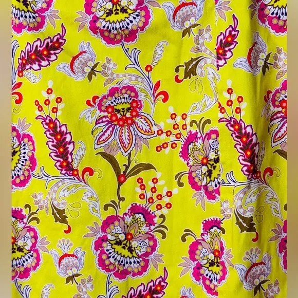 Beautiful Yellow Floral &amp; Paisley Print Front Split Pencil Skirt By Maeve Size 4