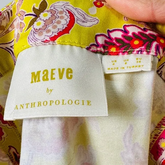 Beautiful Yellow Floral &amp; Paisley Print Front Split Pencil Skirt By Maeve Size 4