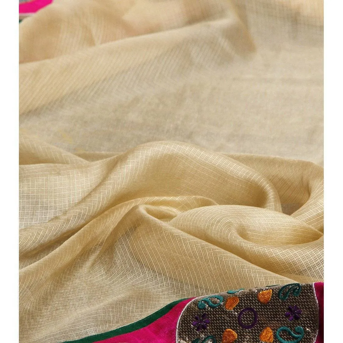 Beige & Pink Kota Silk Sarees