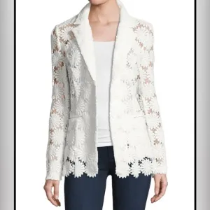 Berek Peek-A-Boo 3D Open Floral White Blazer Jacket Small NWT