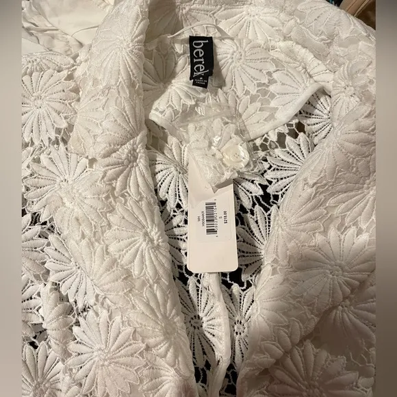 Berek Peek-A-Boo 3D Open Floral White Blazer Jacket Small NWT
