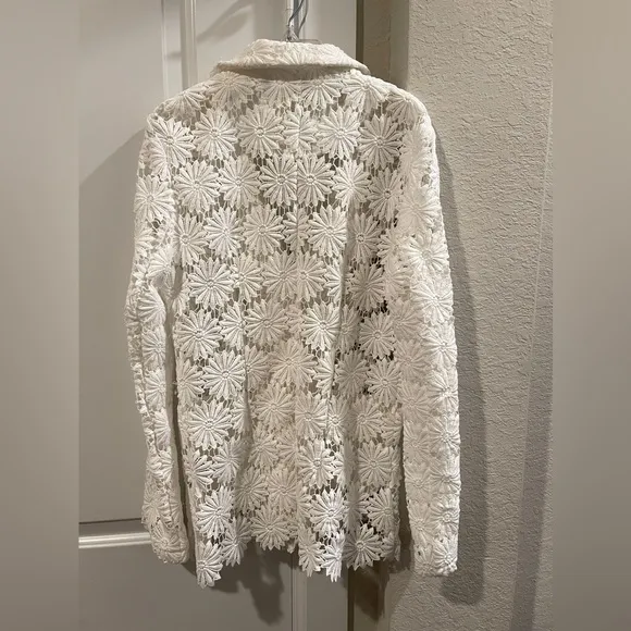 Berek Peek-A-Boo 3D Open Floral White Blazer Jacket Small NWT