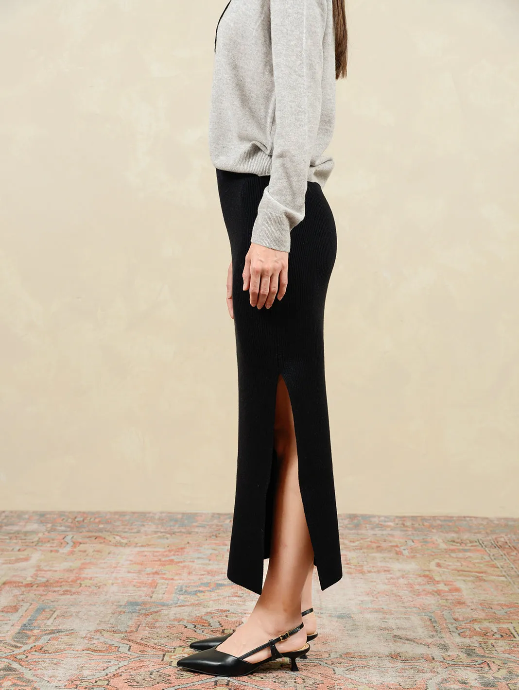 Betsi Cashmere Side Slit Pencil Skirt for Women