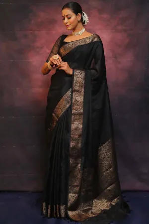 Black Banarasi Silk Wedding Saree