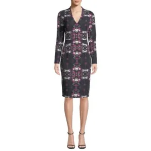 Black Halo Mindy Long-Sleeve Printed Sheath Dress