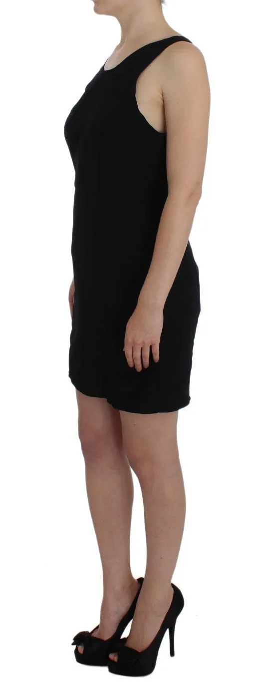 Black Polyester Above Knee Mini Dress