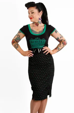 Black Rouge Polkadot Pencil Skirt
