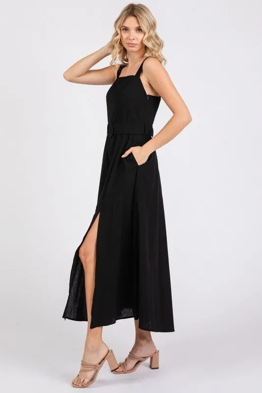 Black Straps A Line Maxi Dress