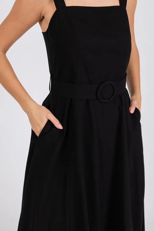 Black Straps A Line Maxi Dress
