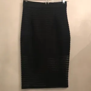 Black textured stripe pencil skirt