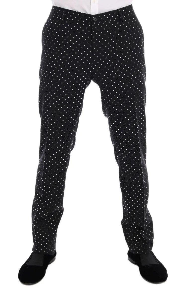 Black Wool Polka Dot MARTINI Slim fit Suit