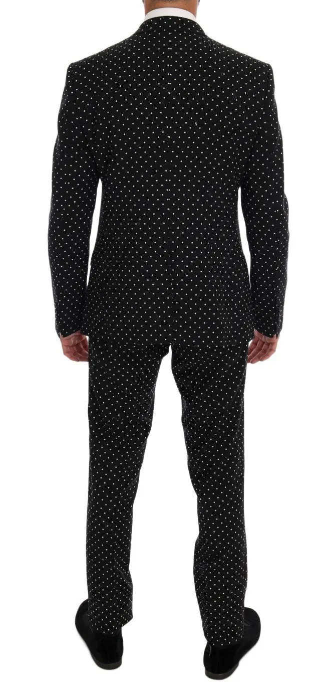 Black Wool Polka Dot MARTINI Slim fit Suit