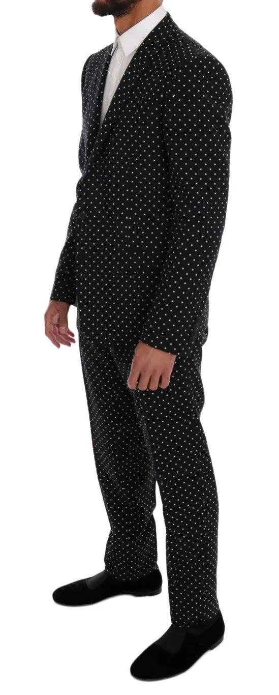 Black Wool Polka Dot MARTINI Slim fit Suit