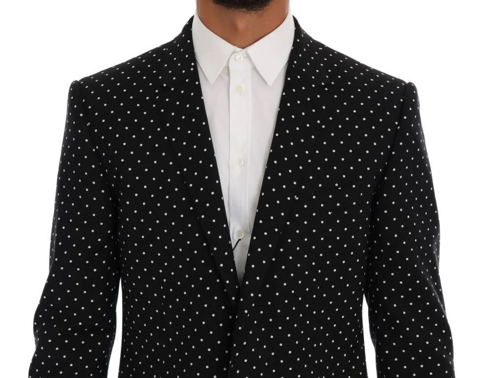 Black Wool Polka Dot MARTINI Slim fit Suit