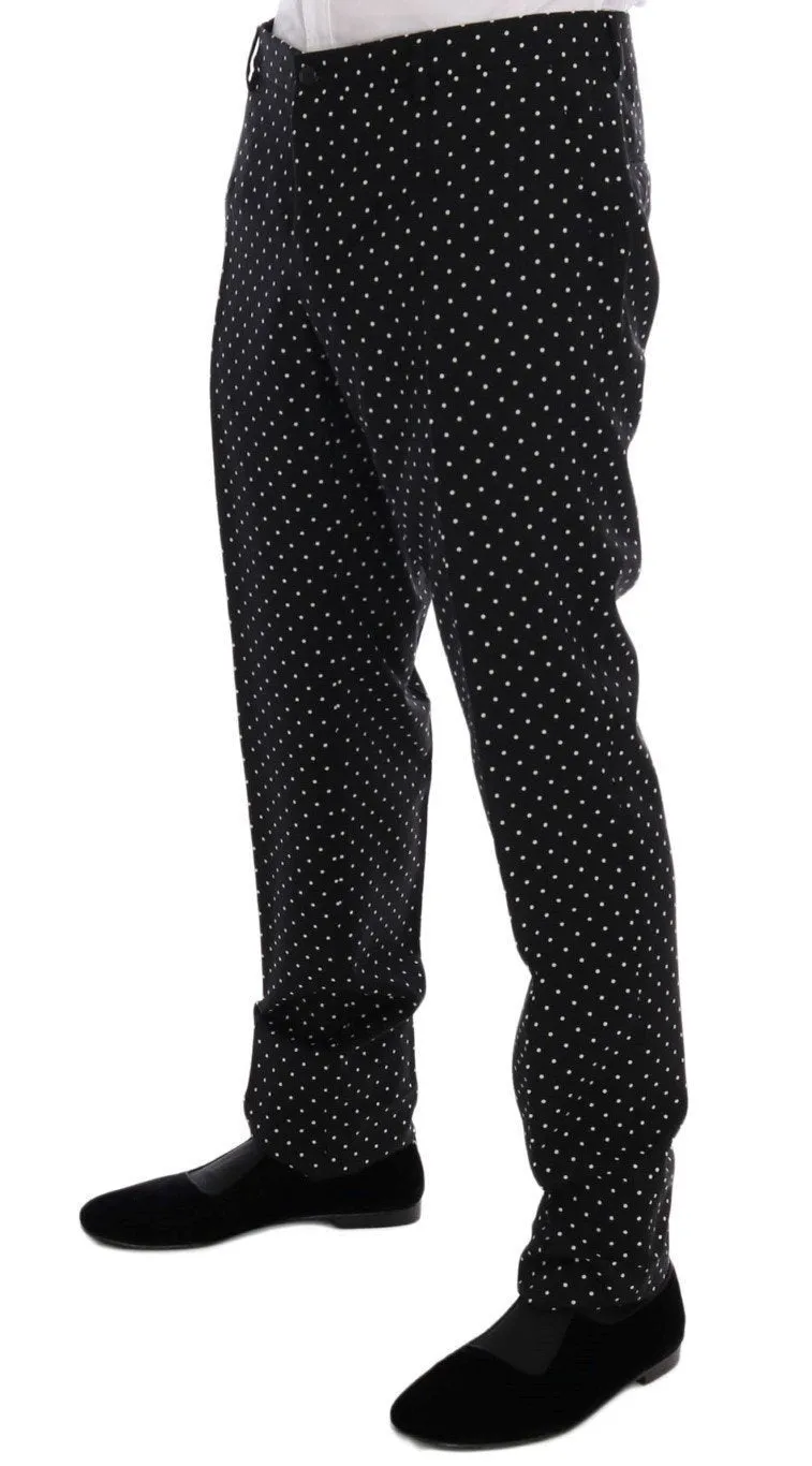 Black Wool Polka Dot MARTINI Slim fit Suit