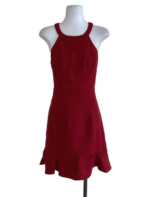 Blood Red Plain A-Line Dress