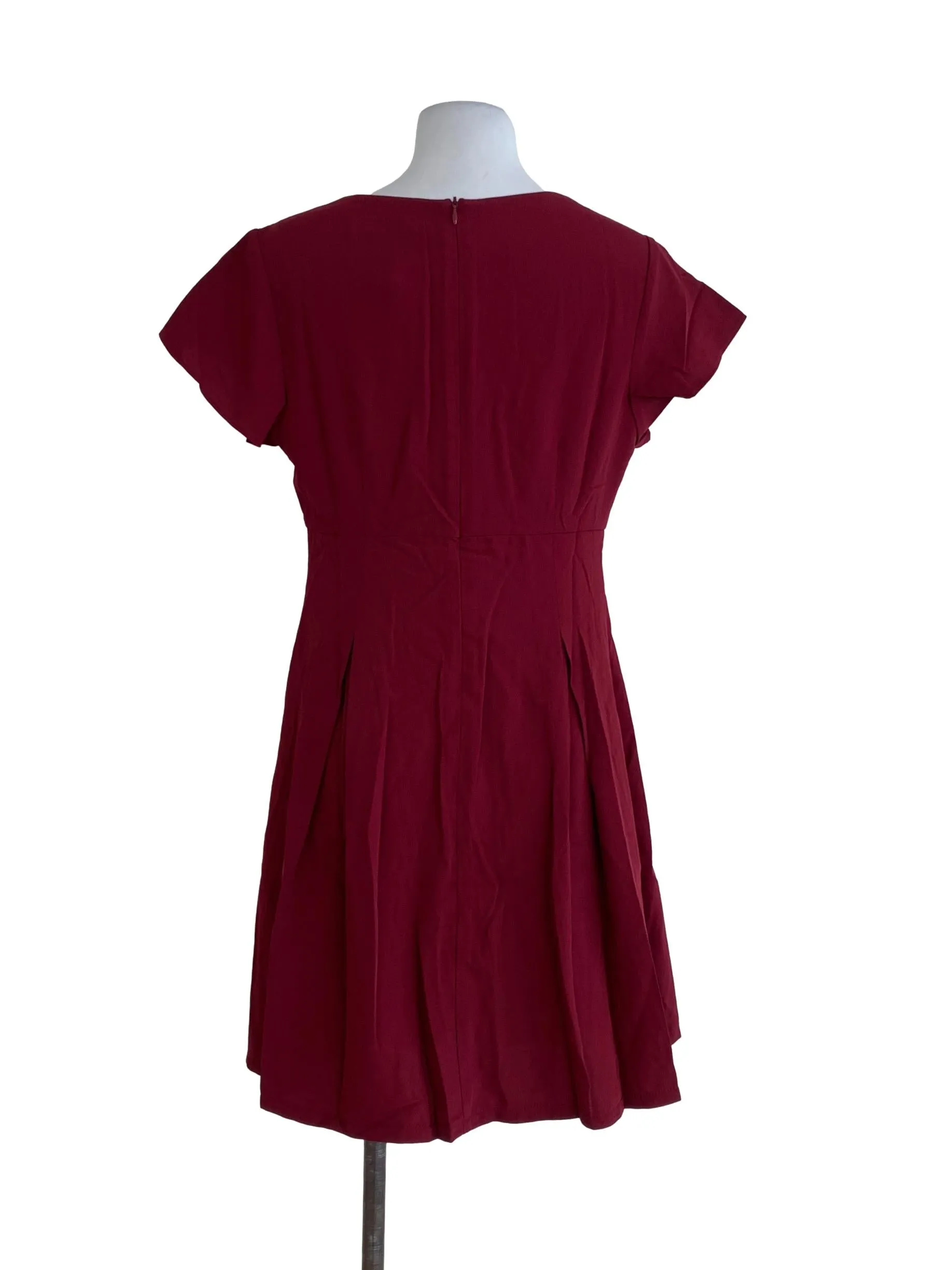 Blood Red Plain A-Line Dress