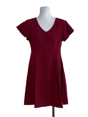 Blood Red Plain A-Line Dress