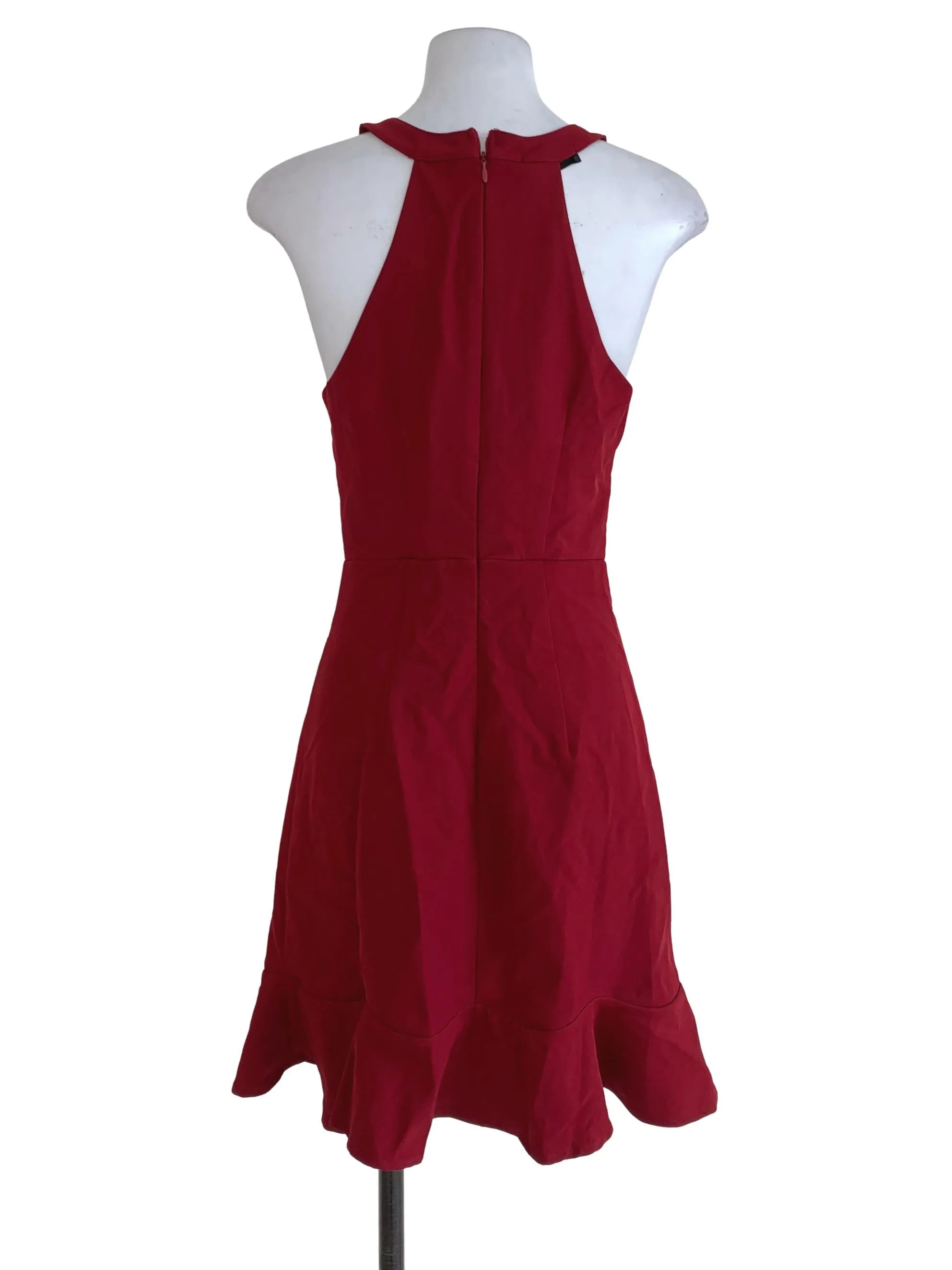 Blood Red Plain A-Line Dress