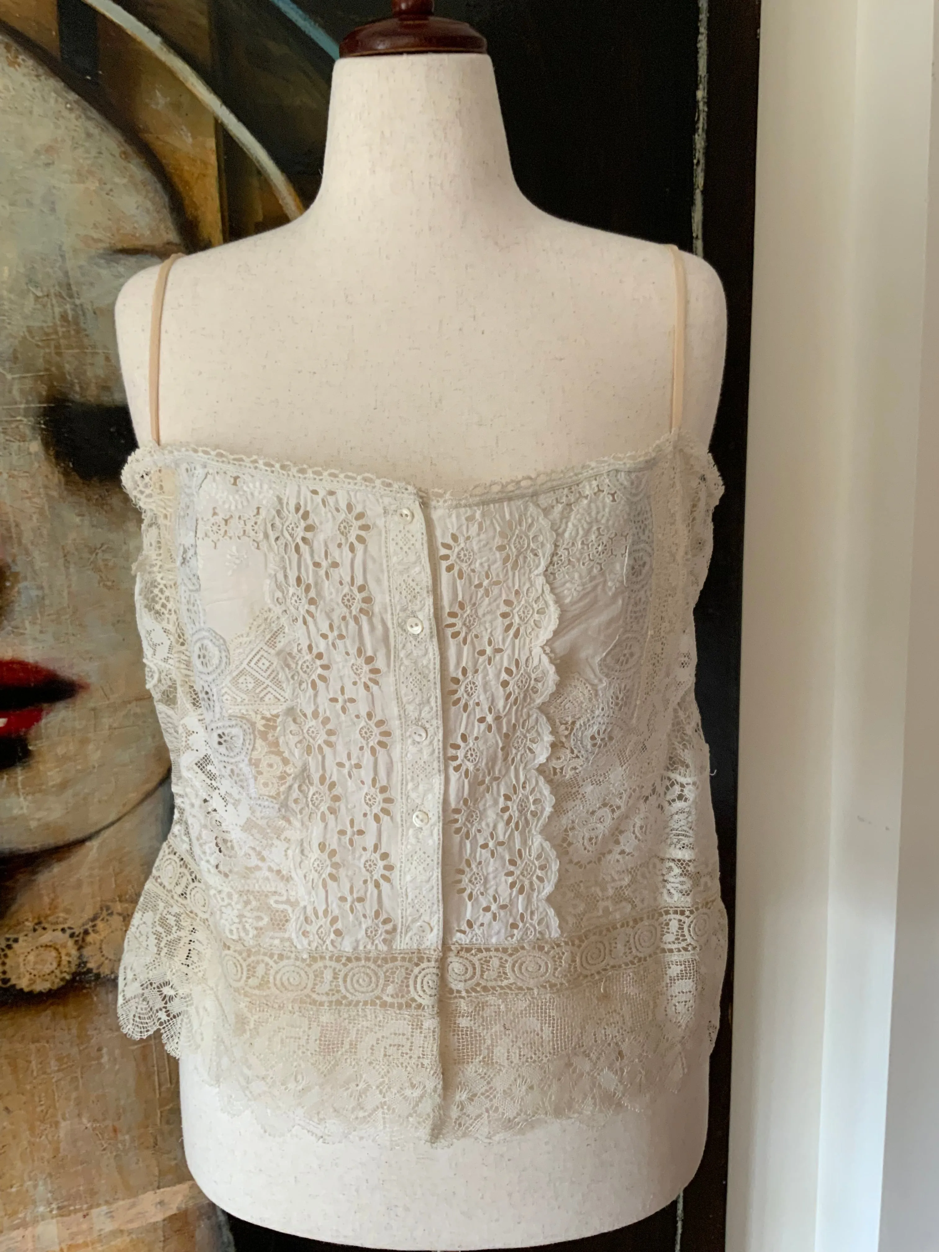 Blouse embellished with Antique Lace - Y2K -E5