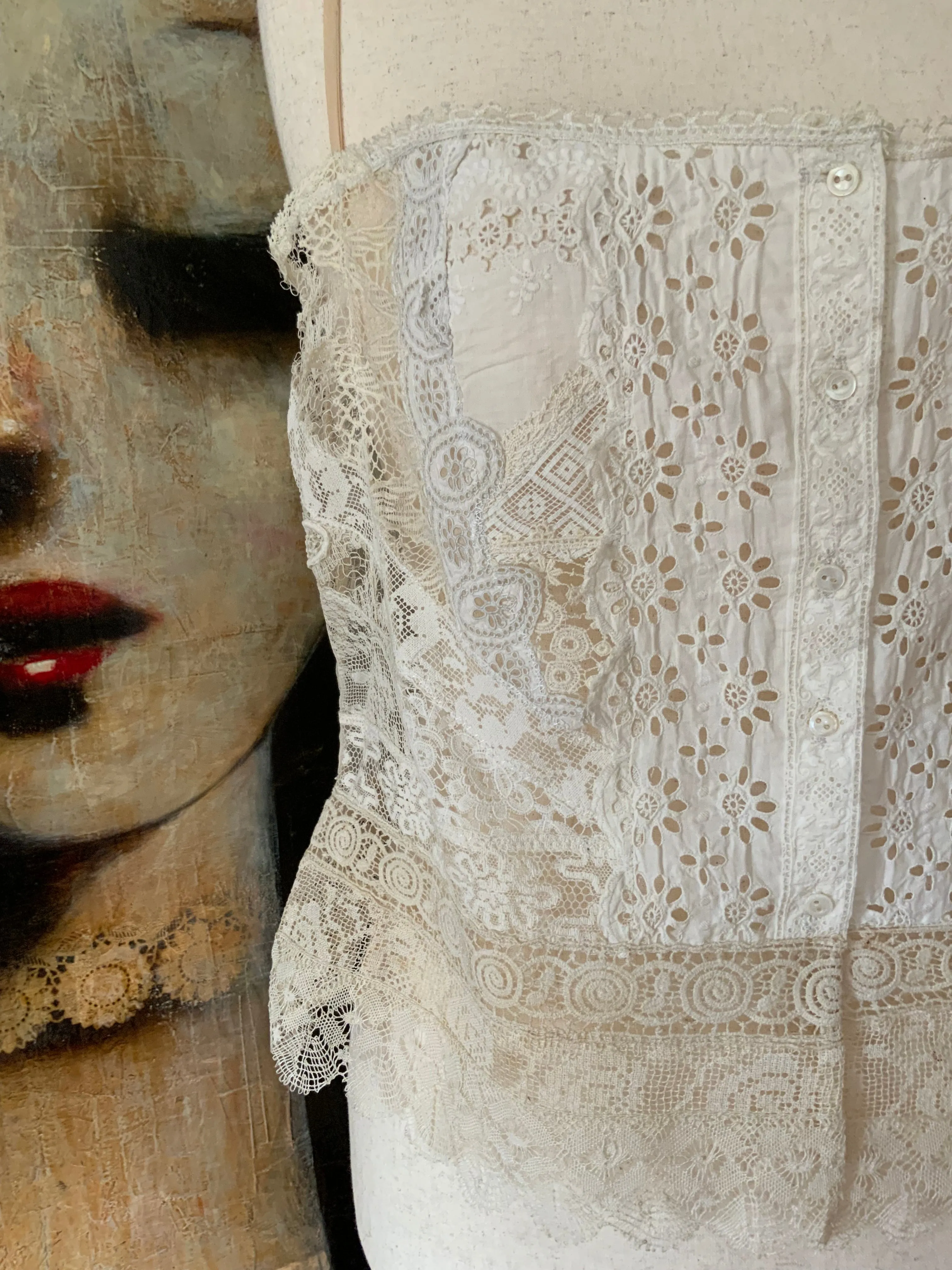 Blouse embellished with Antique Lace - Y2K -E5