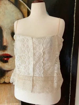 Blouse embellished with Antique Lace - Y2K -E5