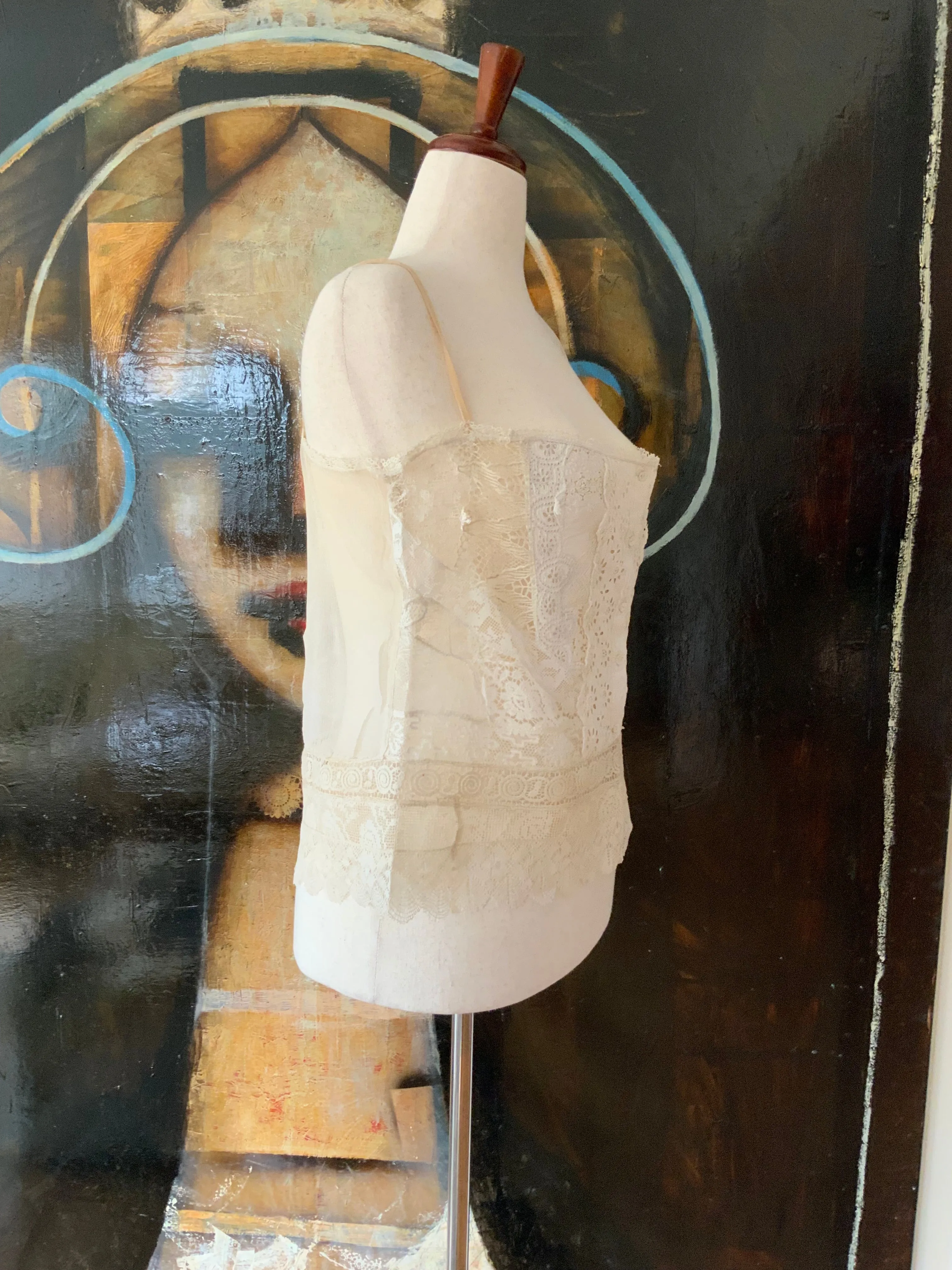 Blouse embellished with Antique Lace - Y2K -E5