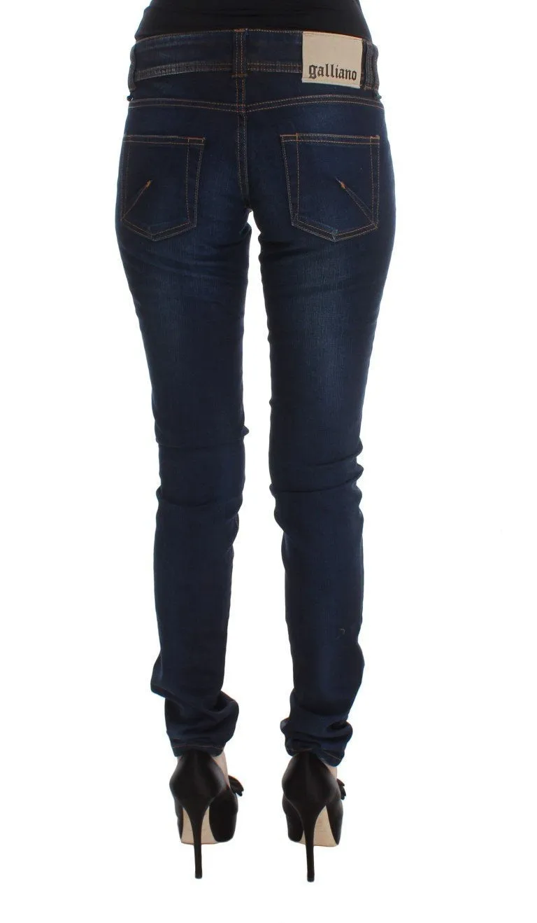 Blue Wash Cotton Blend Slim Fit Jeans