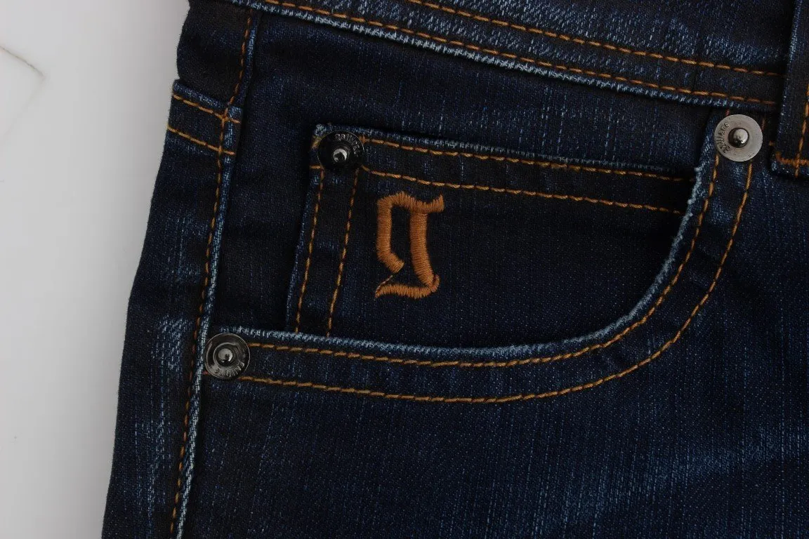 Blue Wash Cotton Blend Slim Fit Jeans